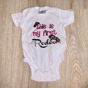 Mumsy Goose This is my First Rodeo Cowgirl 6 months onesie